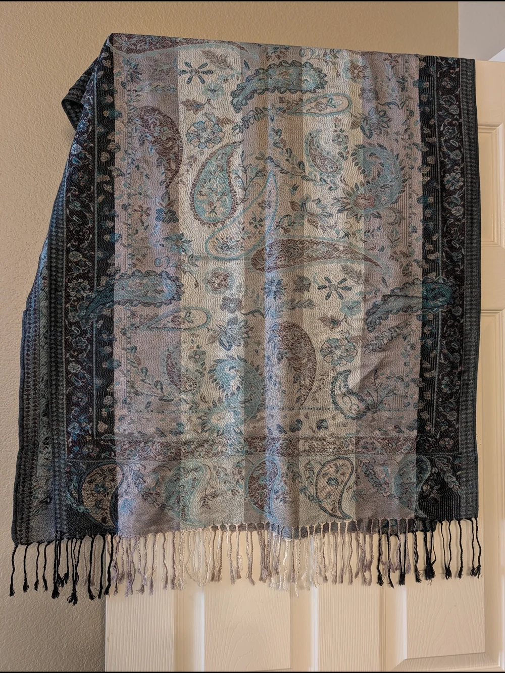 4You Scarves Teal Bronze Paisley Pashmina Wrap Fringe Scarf Goldline GmbH